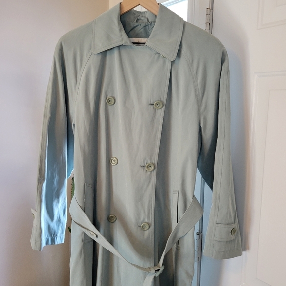 London Fog Mint Green Soft Longsleeve Belted Business Trench Coat, Size‎ 12P - Picture 2 of 12